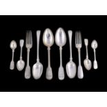 A collection of silver mainly fiddle pattern flatware, William IV and Victorian, various makers