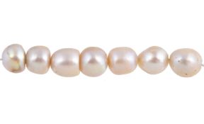 Seven loose natural pearls, the drilled pearls measuring from 7.3mm to 8.2mm, 4.49g gross Offered