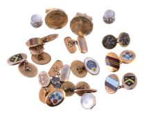 A selection of cufflinks, some with enamel, varied size