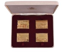 Railway Anniversary Stamp Replicas, a set of four silver-gilt stamp replicas 1975, each 40 x 30mm,