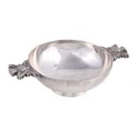 A Scottish silver quaich by Hamilton & Inches, Edinburgh 2000 (millennium mark), with thistle lug