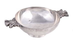 A Scottish silver quaich by Hamilton & Inches, Edinburgh 2000 (millennium mark), with thistle lug