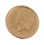 USA, gold Dollar 1852. Good very fine, ex-mount