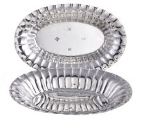 A pair of Britannia standard silver oval dishes, maker's mark BSC (unknown), London 1966, with