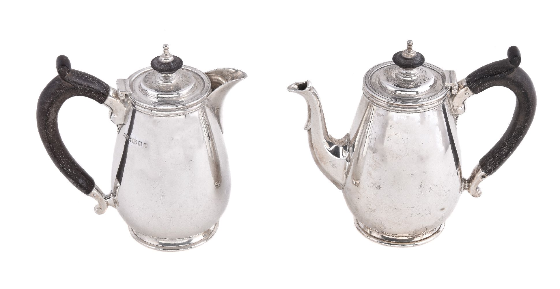 Asprey, a pair of silver small café au lait pots by Asprey & Co. Ltd, London 1939, stamped for