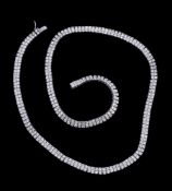 A diamond necklace, set with rows of brilliant cut diamonds, approximately 10.00 carats total, to