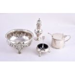 Four silver items, comprising: a William IV Irish style sugar bowl by William Ker Reid, London 1835,