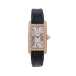 Cartier, Tank Americaine, ref. 2482, a lady's 18 carat gold and diamond wristwatch