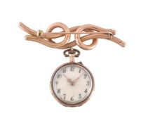 A 12 carat gold and diamond keyless wind open face fob watch