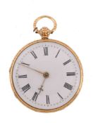 An 18 carat gold open face pocket watch