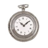 A continental silver coloured open face pocket watch