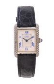 Must de Cartier, Tank Vermeil, ref. 2416, a silver and aftermarket diamond set wristwatch