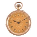 An 18 carat gold keyless wind open face pocket watch