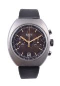 Heuer, ‘Barrel’, ref. 73473, a stainless steel chronograph wristwatch