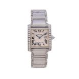 Cartier, Tank Francaise, ref. 2465, a stainless steel and aftermarket diamond set wristwatch