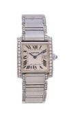 Cartier, Tank Francaise, ref. 2465, a stainless steel and aftermarket diamond set wristwatch