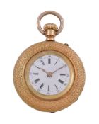 A French gold keyless wind open face pocket watch