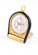 Jaeger LeCoultre, Memovox, a gold plated and black lacquer travel alarm clock