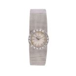 Longines, a lady's 18 carat white gold and diamond bracelet wristwatch