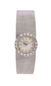 Longines, a lady's 18 carat white gold and diamond bracelet wristwatch