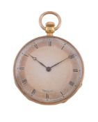 Mathieu, Paris, a French 18 carat gold keyless wind open face pocket watch