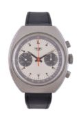 Heuer, ‘Barrel’, ref. 73373, a stainless steel chronograph wristwatch