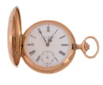 Louis Grisel, a 14 carat gold keyless wind full hunter pocket watch