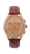Heuer, ref. 2558, an 18 carat gold triple calendar chronograph wristwatch