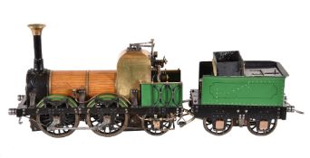 A well-engineered 5 inch gauge live steam model of the Liverpool & Manchester Lion 0-4-2 tender loco