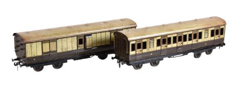 A pair of Carrett London and North Western Railway coaches