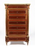 A French Directoire mahogany and gilt brass mounted secretaire abbatant