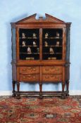 A Dutch walnut and marquetry display cabinet