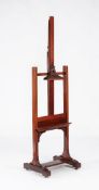 A mahogany height adjustable artists easel