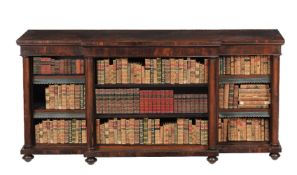 ϒ A George IV rosewood breakfront open bookcase