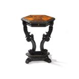 ϒ A Ceylonese ebony and specimen wood pedestal table