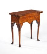 A Dutch walnut and marquetry folding card table