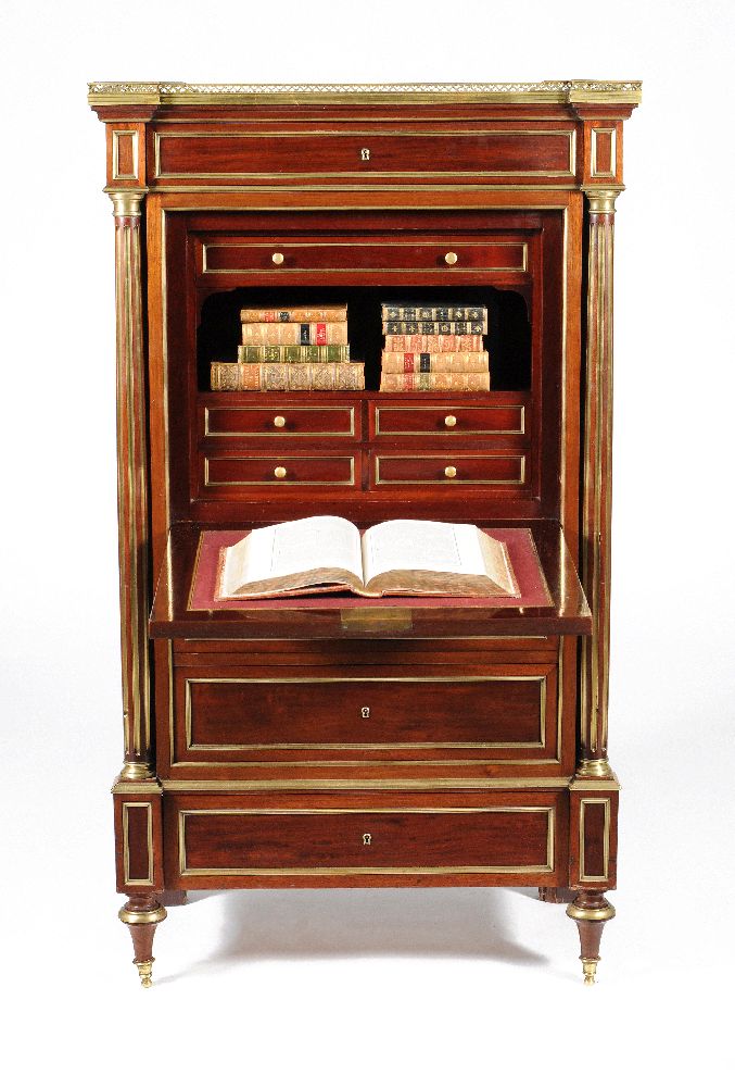 A French Directoire mahogany and gilt brass mounted secretaire abbatant - Image 2 of 4