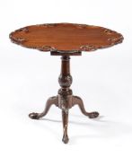 A George III Irish mahogany birdcage tripod table