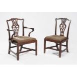 A set of nine George III mahogany dining chairs