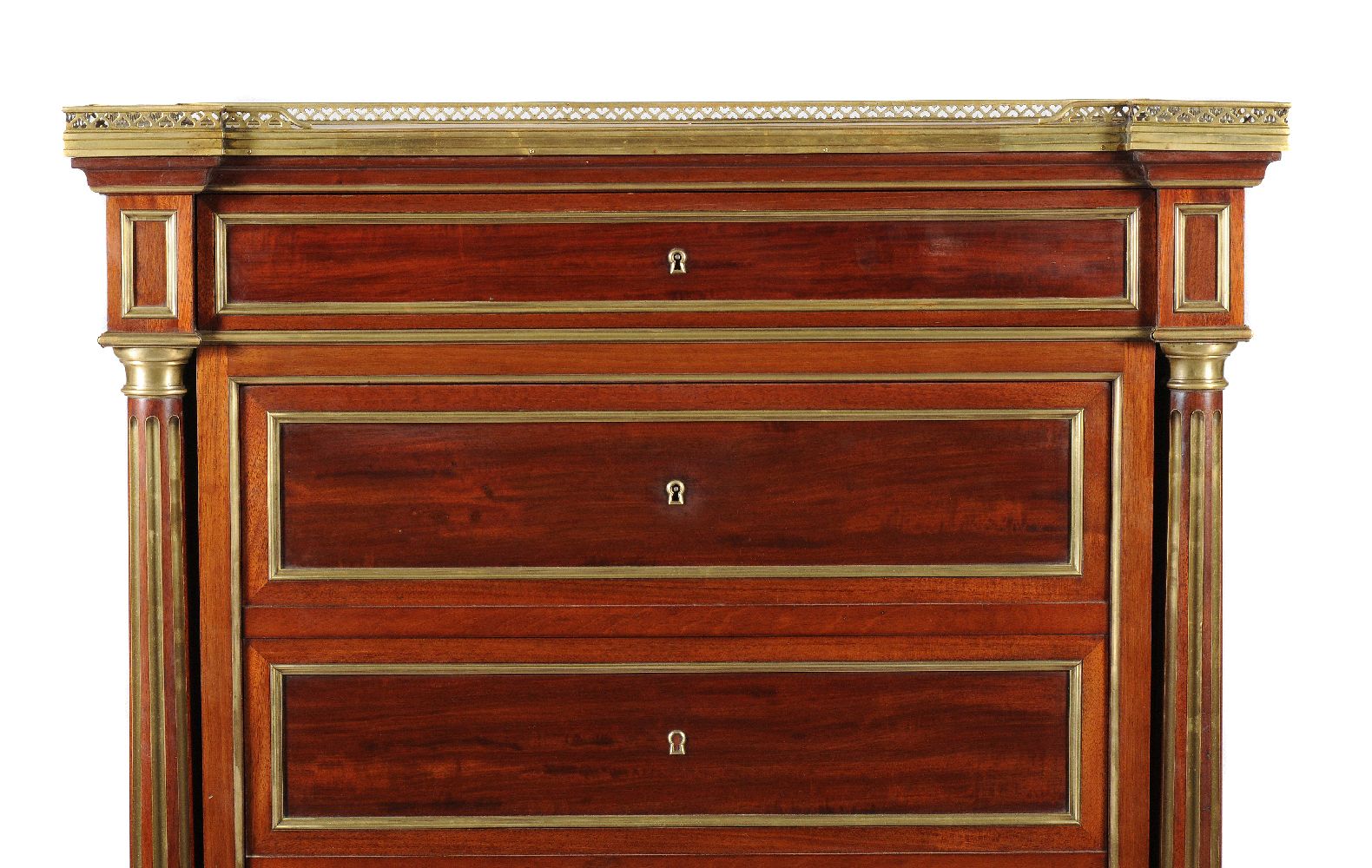 A French Directoire mahogany and gilt brass mounted secretaire abbatant - Image 4 of 4