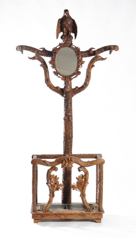 A carved walnut hall stand in Black forest style - Image 2 of 3