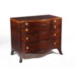 A George III mahogany and inlaid serpentine fronted chest of drawers