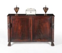 A George III Irish mahogany and kingwood crossbanded side cabinet