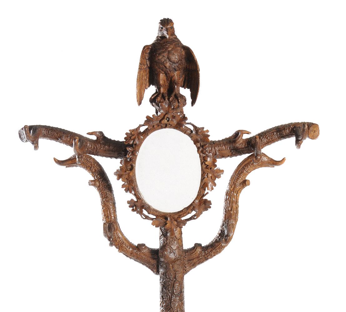 A carved walnut hall stand in Black forest style - Image 3 of 3