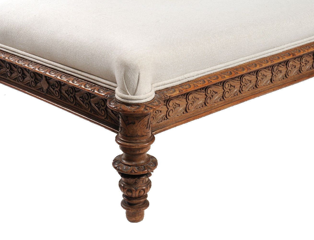 A Continental carved walnut day bed - Image 4 of 4