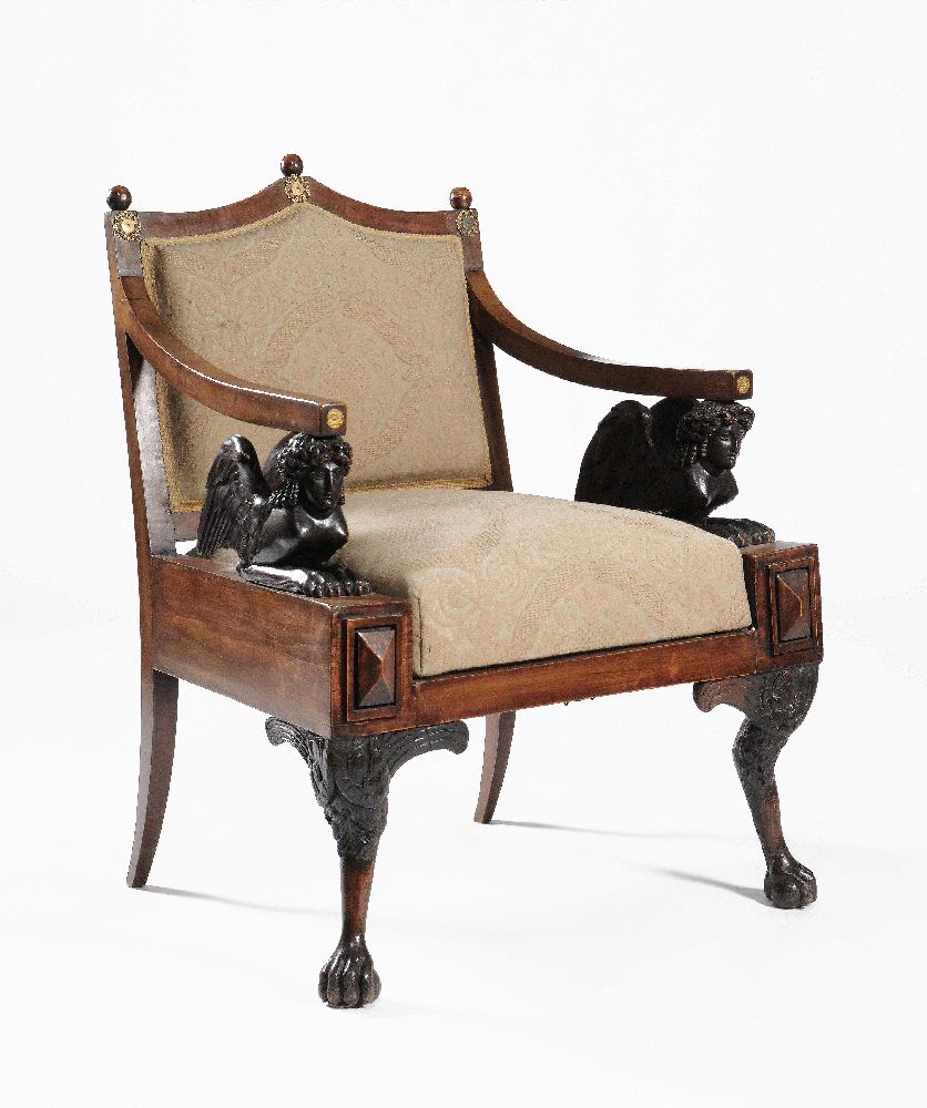 A Continental walnut and gilt metal mounted armchair