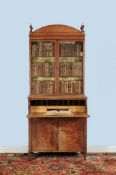 A George III satinwood and purple heart banded secretaire bookcase