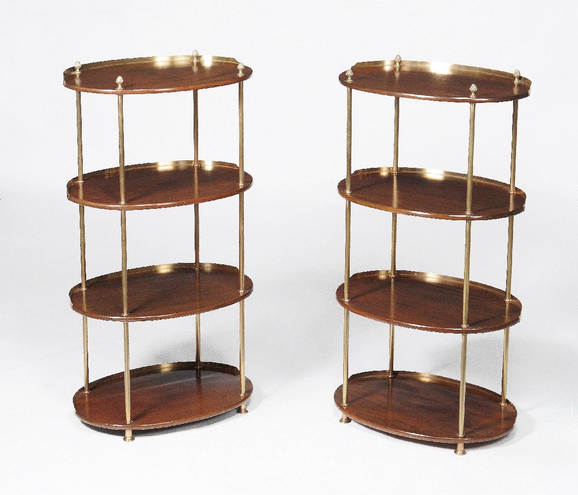 A pair of mahogany and gilt brass mounted four tier étagères - Image 2 of 4