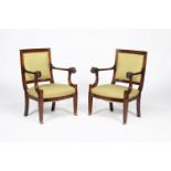 A pair of Louis Philippe mahogany armchairs