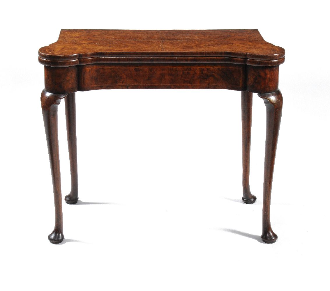 A George II burr walnut and feather banded folding card table - Image 2 of 5